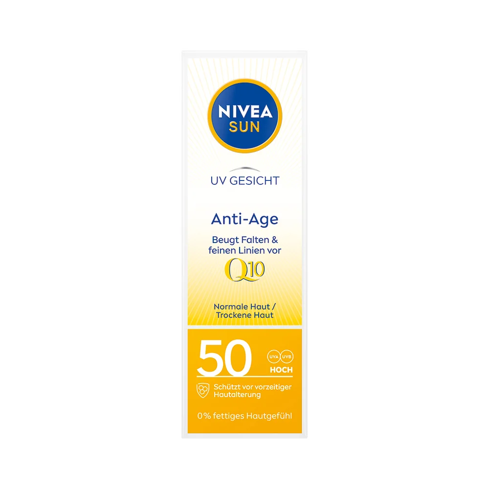 Crema de fata anti-age cu Q10 si protectie solara SPF 50, 50ml, Nivea Sun