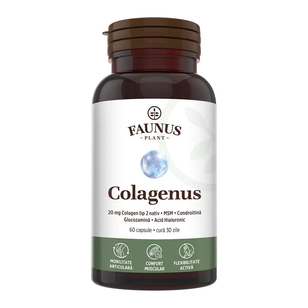 Colagen tip II pentru articulatii oase piele par Colagenus, 60 capsule, Faunus Plant