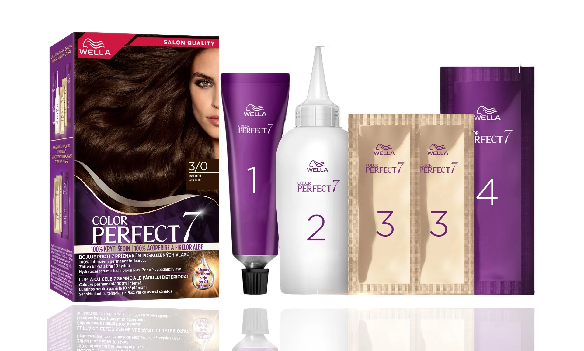 Vopsea de par permanenta Saten Inchis 3/0 Color Perfect, 135ml, Wella