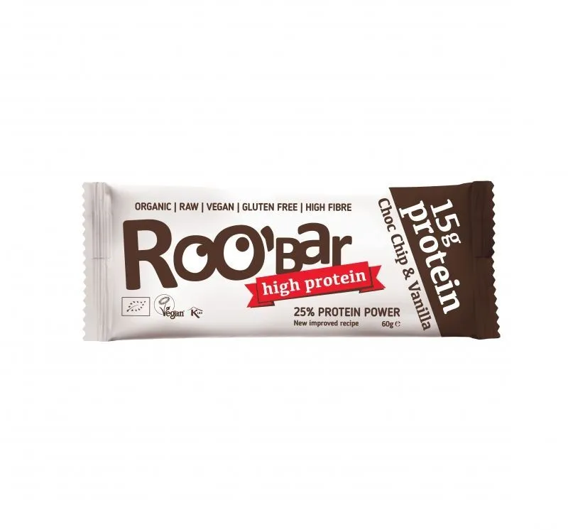 Baton proteic cu vanilie si ciocolata raw Bio, 60g, Roobar