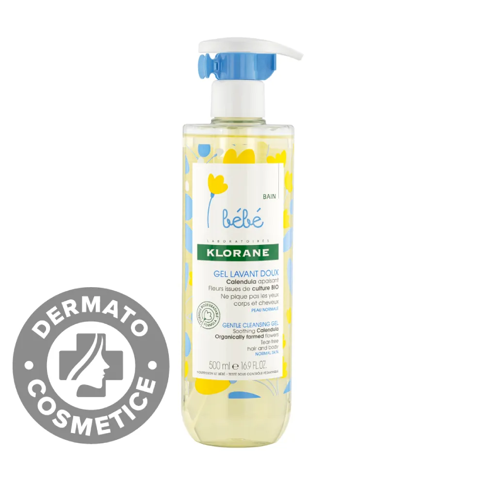 Gel spumant pentru curatare delicata, 500ml, Klorane Bebe 