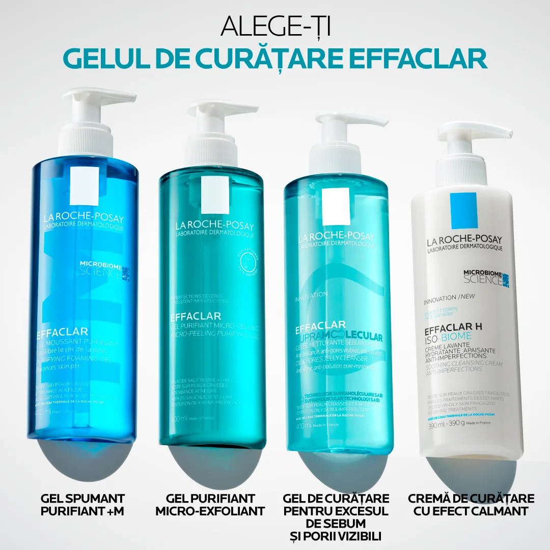 Gel de curatare pentru excesul de sebum si porii vizibili Effaclar Supramolecular, 400ml, La Roche-Posay