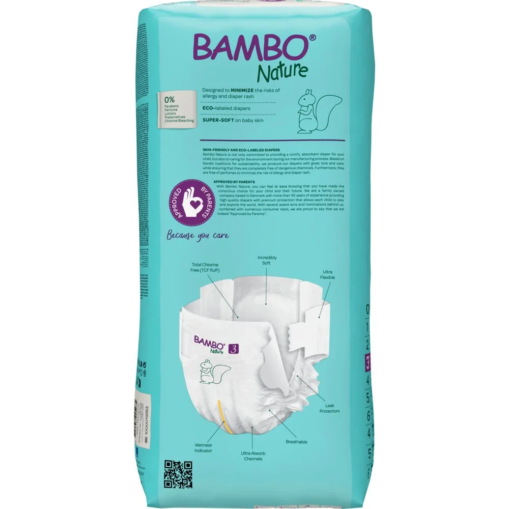 Scutece Ecolabel Tall Nr. 3 pentru 4-8 kg, 52 bucati, Bambo Nature