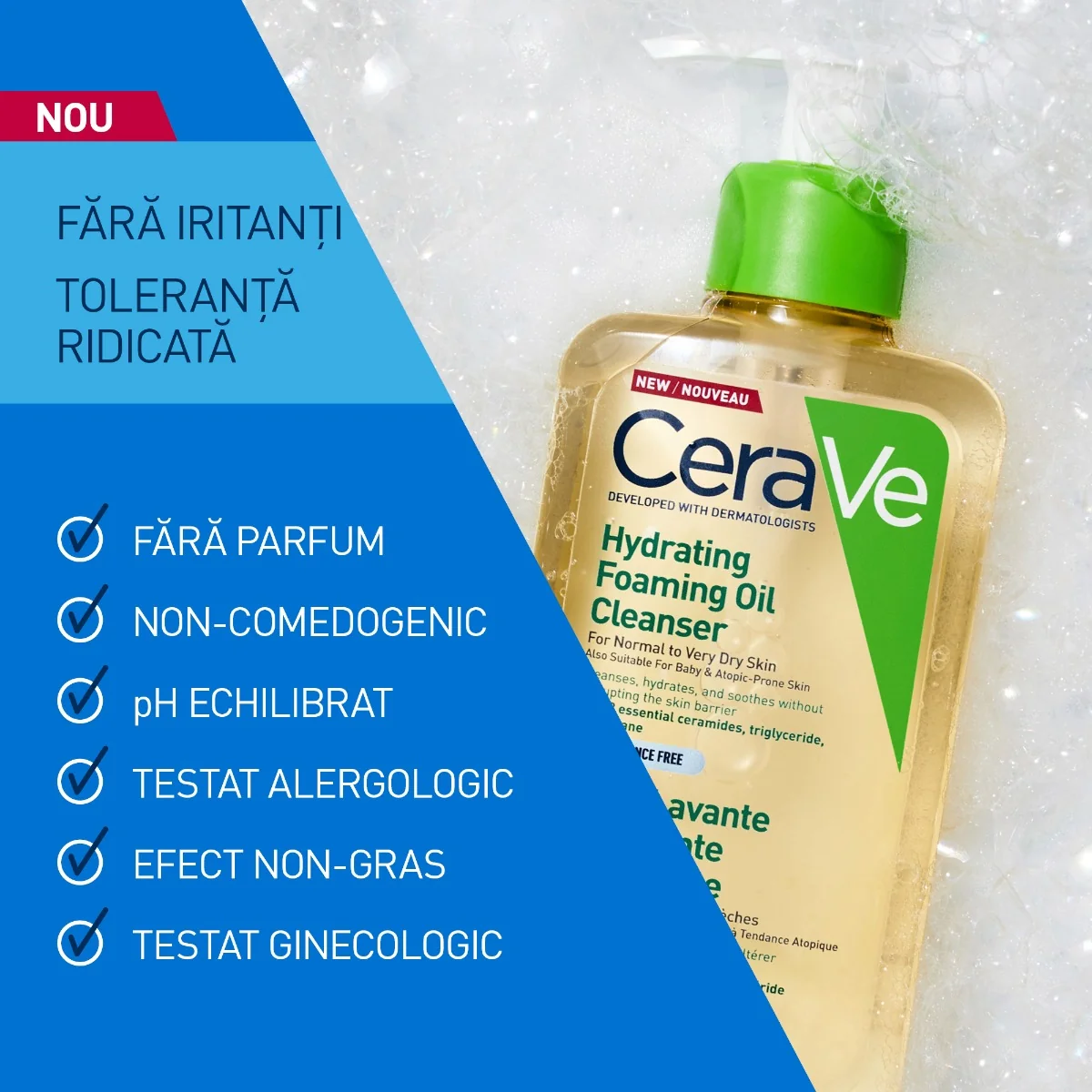 Ulei de curatare spumant si hidratant fata si corp pentru piele normala si uscata, 473ml, CeraVe