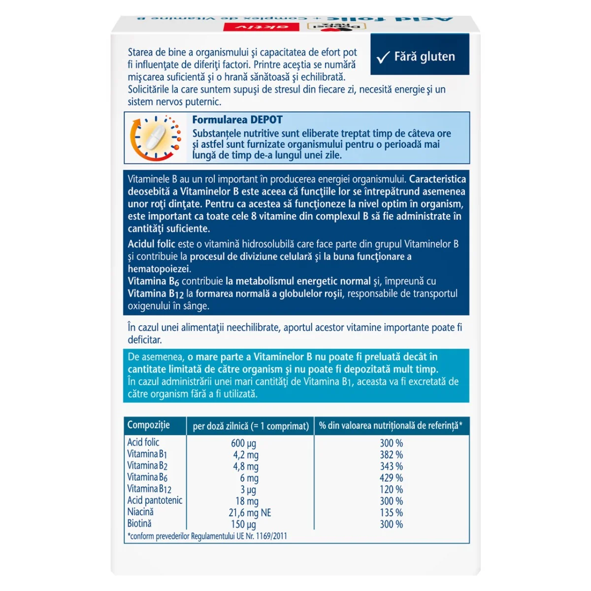 Acid Folic + Complex de Vitamina B, 30 comprimate, Doppelherz