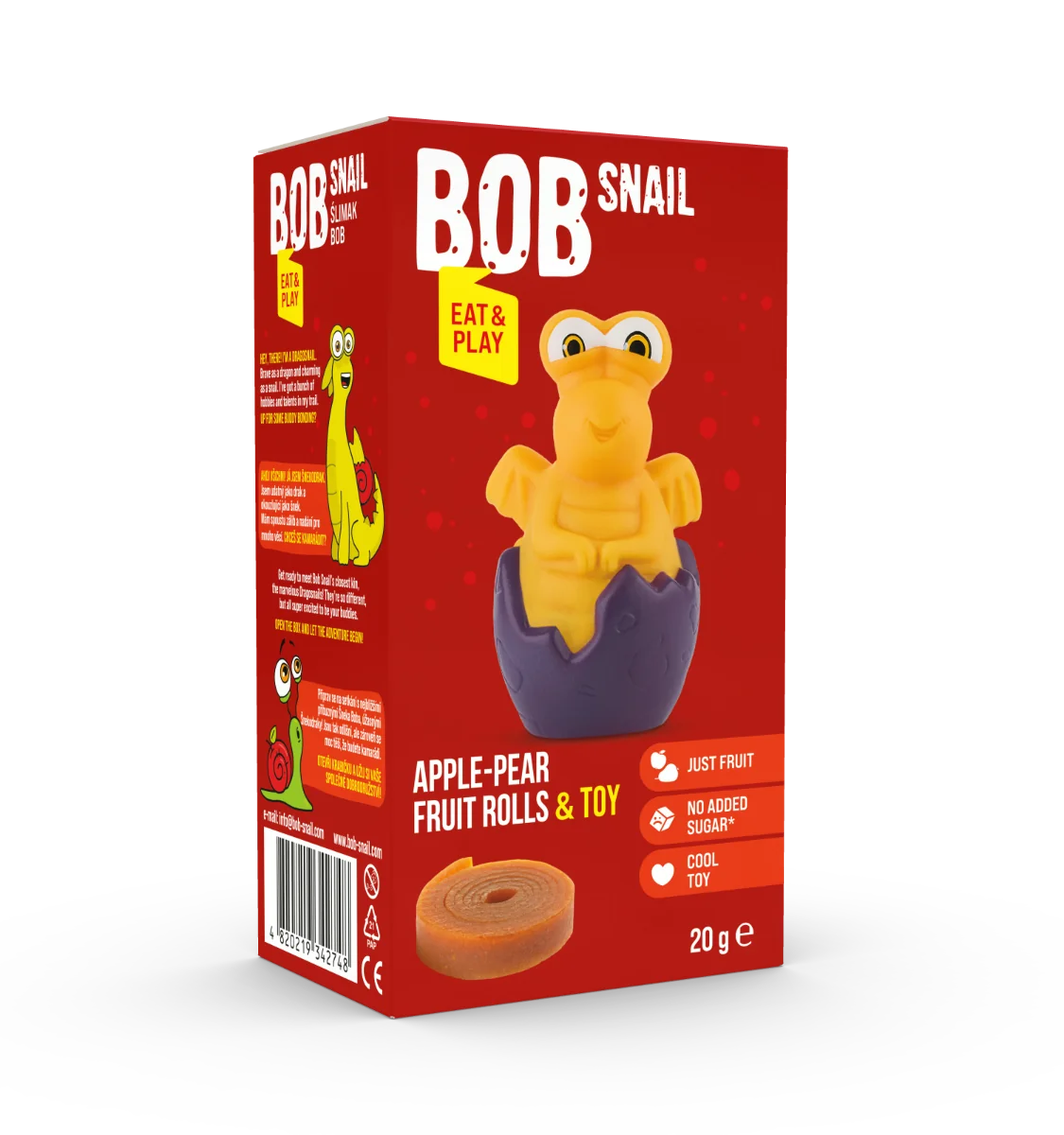 Rulou din fructe cu jucarie, 20g, Bob Snail