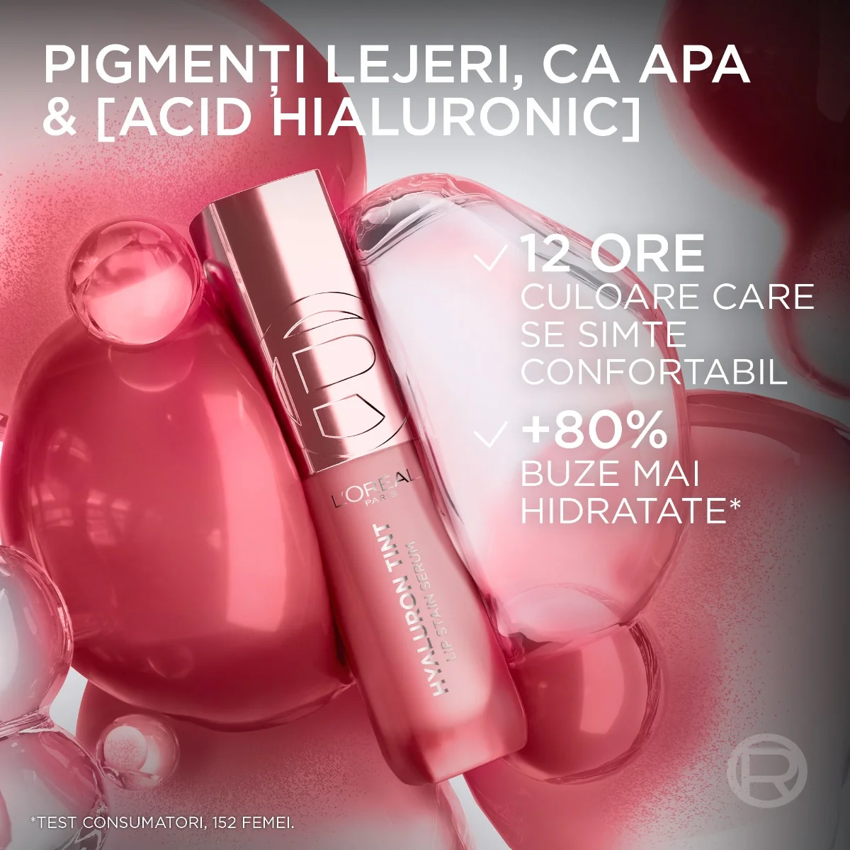 Luciu de buze hidratant Hyaluron Tint Lip Stain Serum Nr. 490 Berry Jolie, 5ml, L'oreal Paris