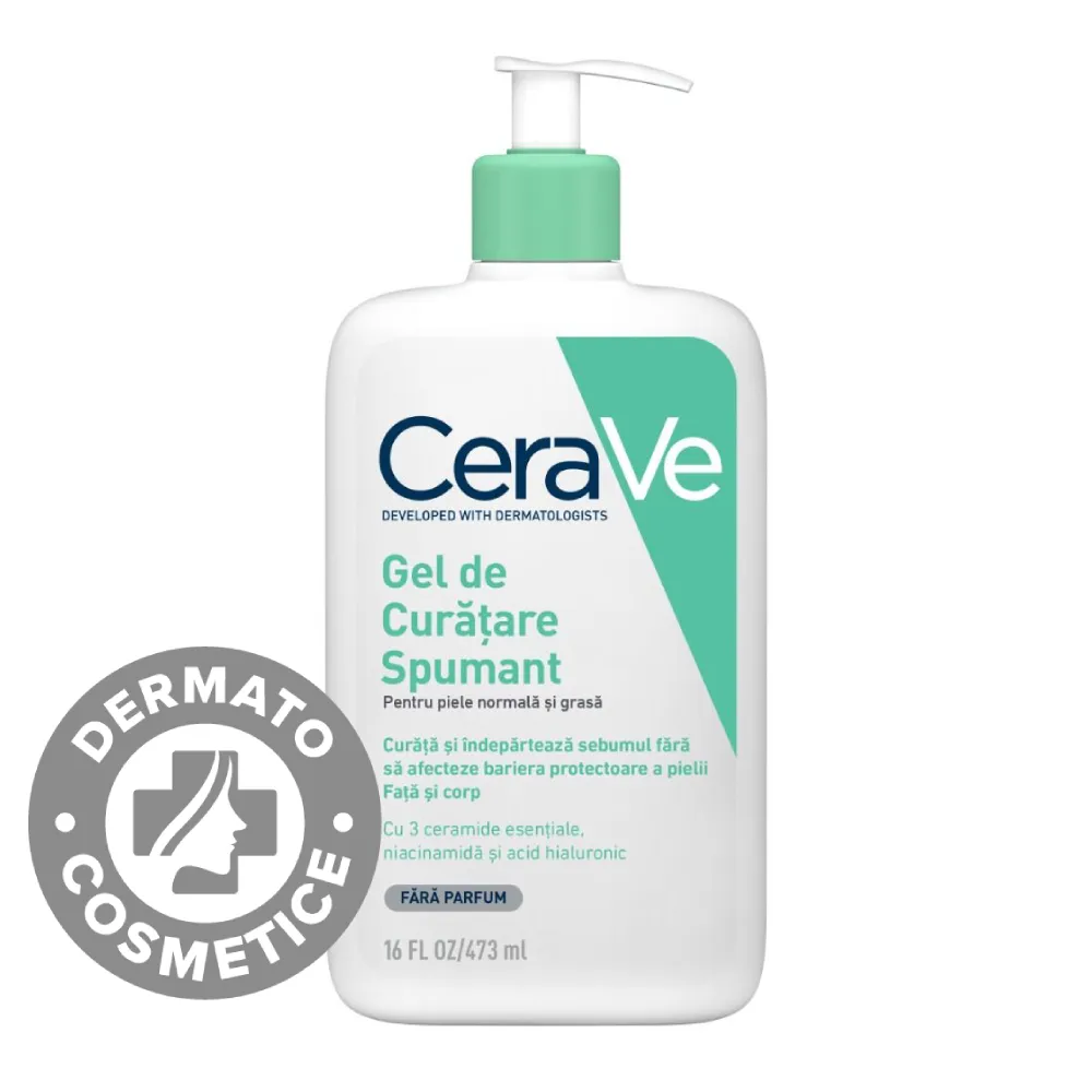 Gel de curatare spumant piele normala-grasa, 473ml, CeraVe 