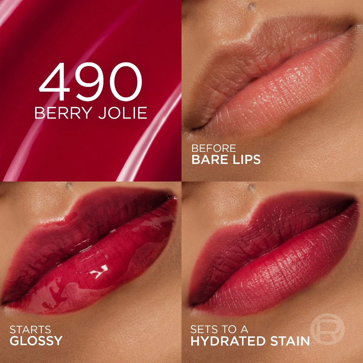 Luciu de buze hidratant Hyaluron Tint Lip Stain Serum Nr. 490 Berry Jolie, 5ml, L'oreal Paris