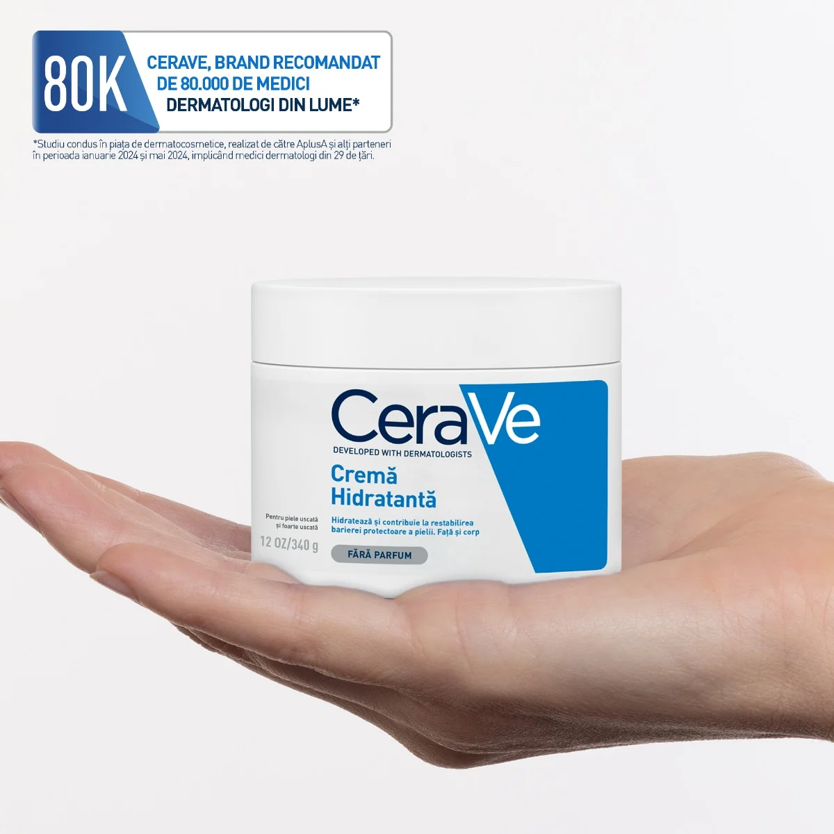 Crema hidratanta pentru fata si corp piele uscata si foarte uscata, 340g, CeraVe
