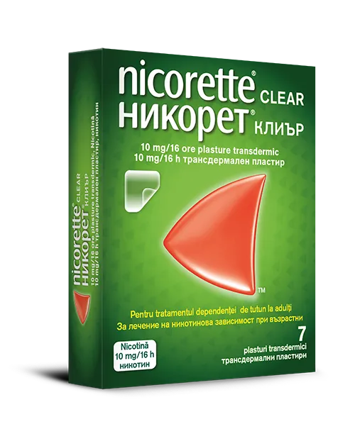 Nicorette® Clear 10mg/16h plasture transdermic, 7 plasturi, Johnson&Johnson