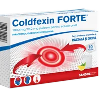 Coldfexin Forte 1000 mg/12.2 mg pulbere pentru solutie orala, 10 plicuri, Sandoz