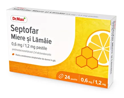 Dr.Max Septofar Miere si Lamaie 0,6mg/1,2mg, 24 pastile