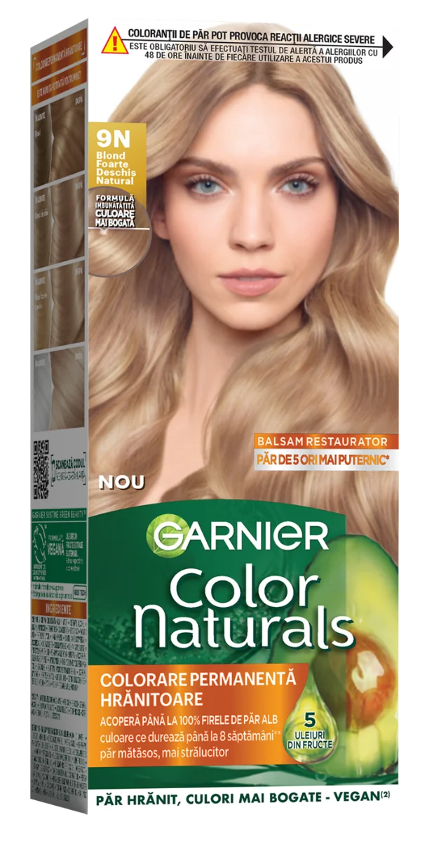 Vopsea de par permanenta Color Naturals 9N Blond Natural Deschis, 112ml, Garnier