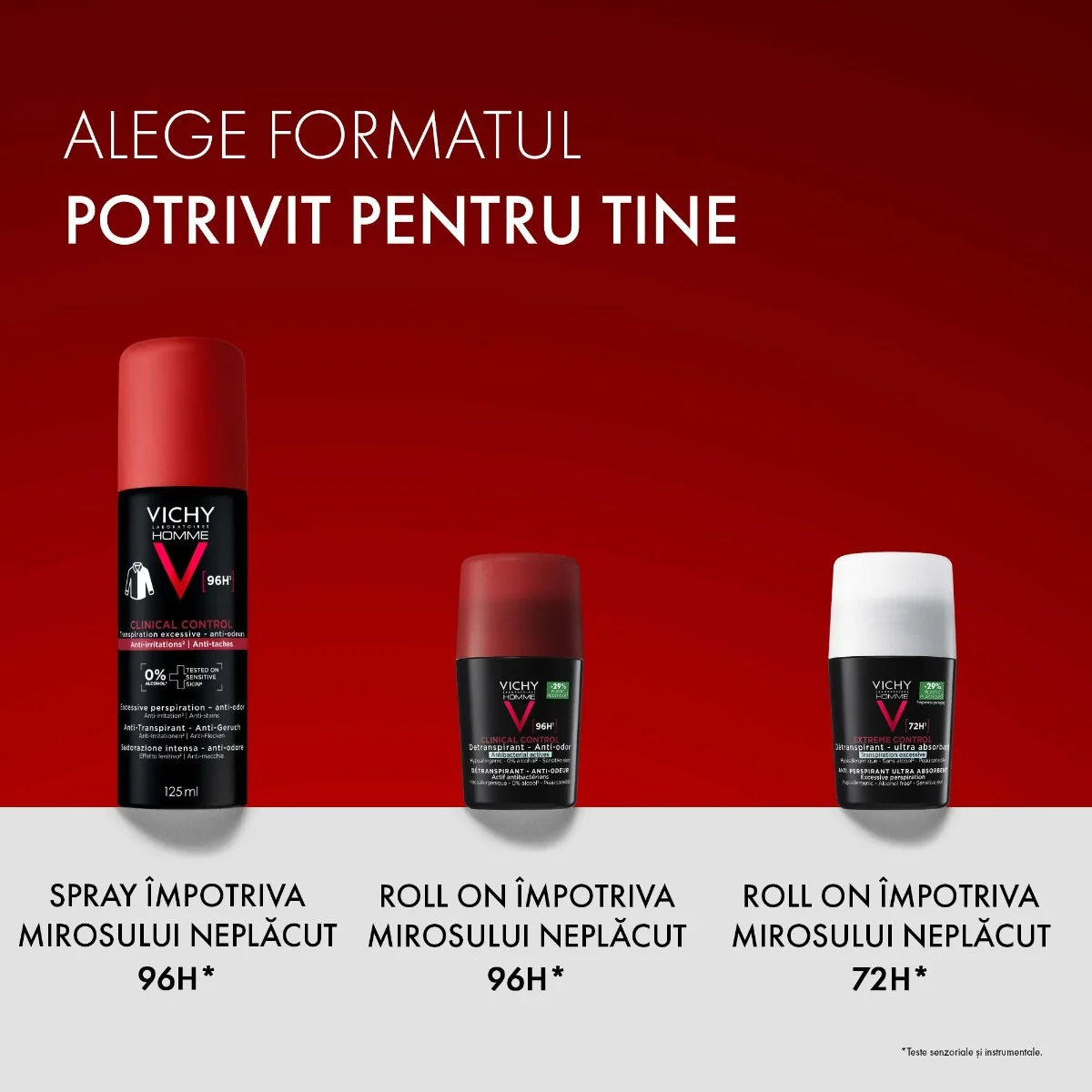 Antiperspirant impotriva mirosurilor neplacute 96H pentru barbati Clinical Control, 125ml, Vichy