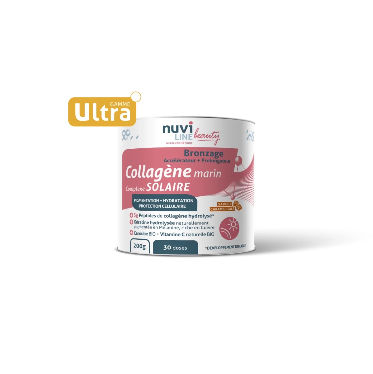 Collagen cu gust de caramel sarat Glowtan, 200g, Nuviline
