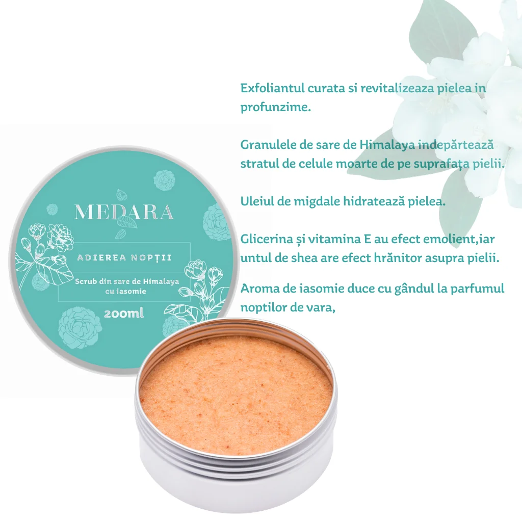 Scrub cu sare de Himalaya si iasomie Adierea Noptii, 200ml, Medara