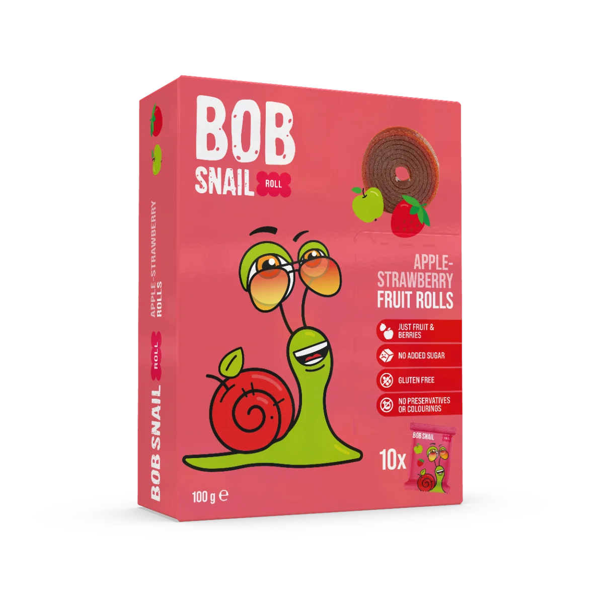 Rulou din mere si capsuni, 100g, Bob Snail