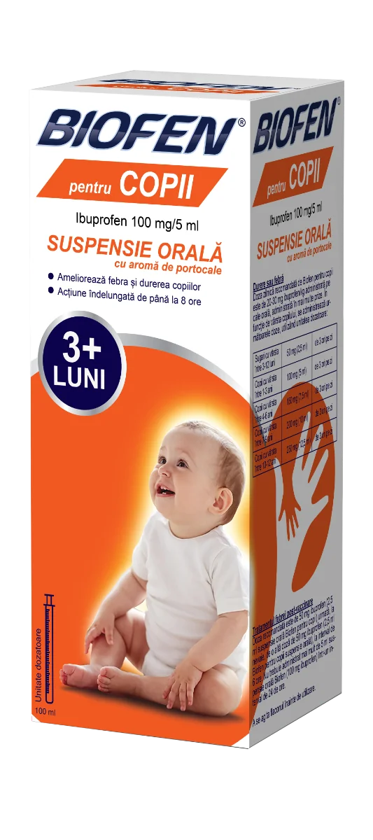Biofen pentru copii 100 mg/ 5 ml suspensie orala, 100ml, Biofarm