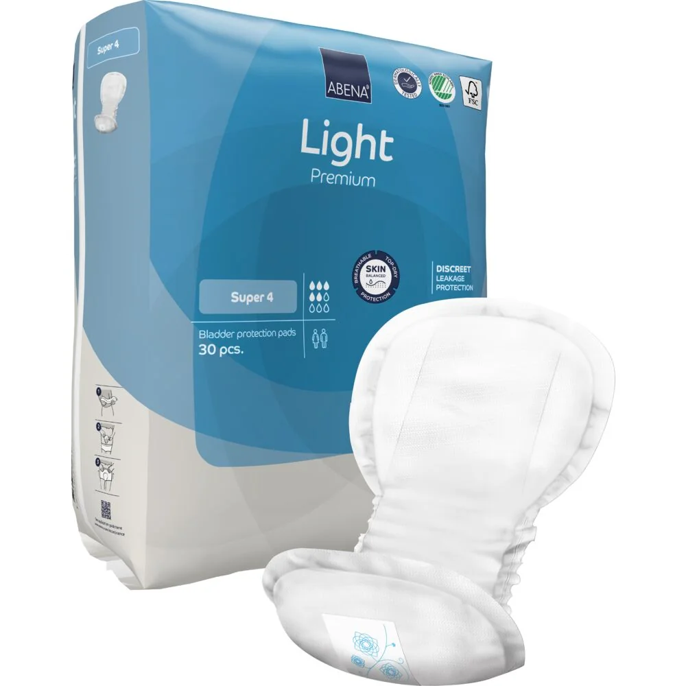 Absorbante anatomice pentru incontinenta moderata Premium Light Super 4 cu absorbtie 850ml, 30 bucati, Abena