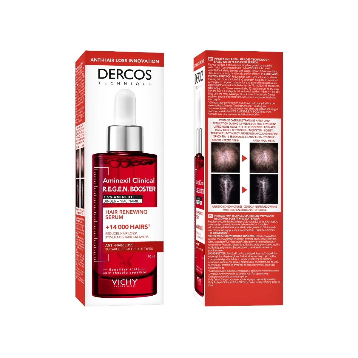 Serum capilar cu efect de regenerare Aminexil Clinical R.E.G.E.N Booster Dercos, 90ml, Vichy
