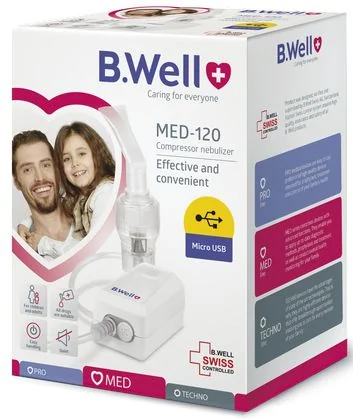 Nebulizator cu compresor inteligent pentru copii si adulti Basic MED-120, 1 bucata, B.Well