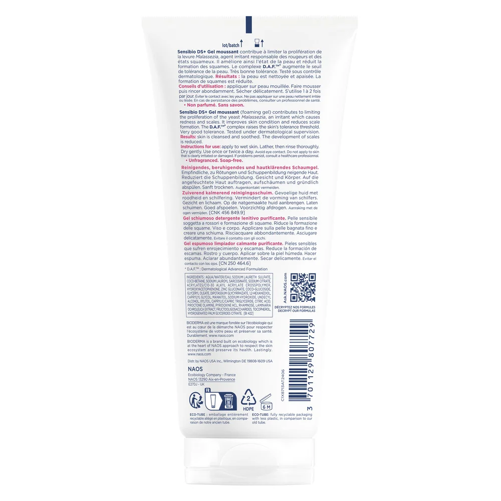 Gel spumant Sensibio DS+, 200ml, Bioderma