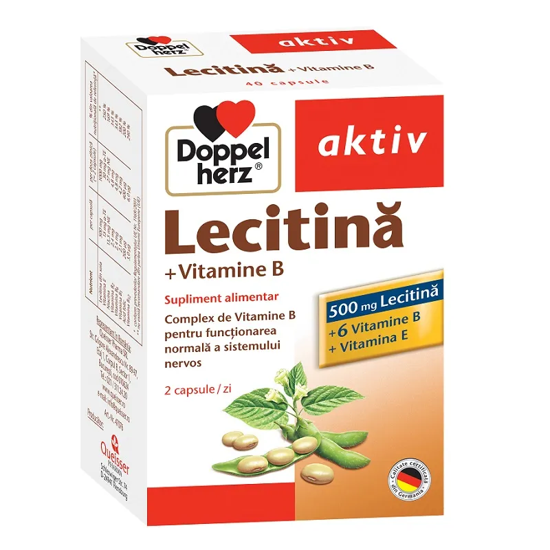 Lecitina + Vitamina B si E, 40 capsule, Doppelherz