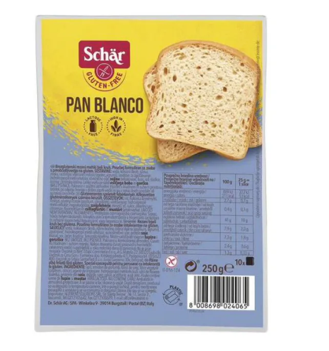 Paine feliata alba fara gluten Pan Blanco, 250g, Schar