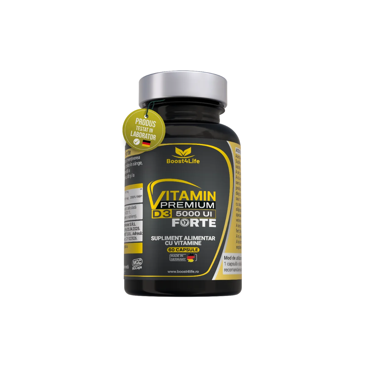 Vitamina D3 Premium Forte 5000 UI, 60 capsule moi, Boost4Life