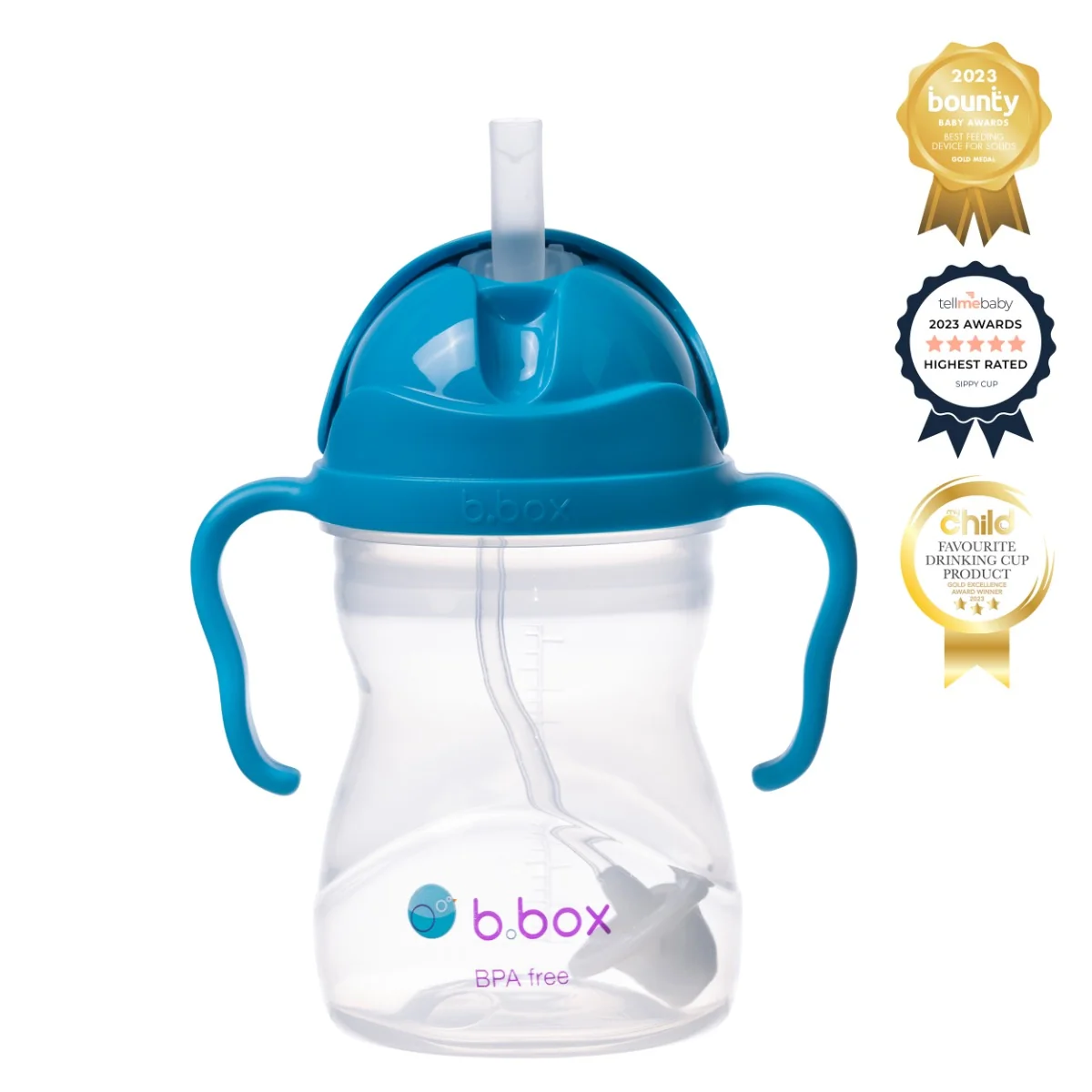 Cana cu pai pentru 6 luni+ Albastru, 240ml, Bbox