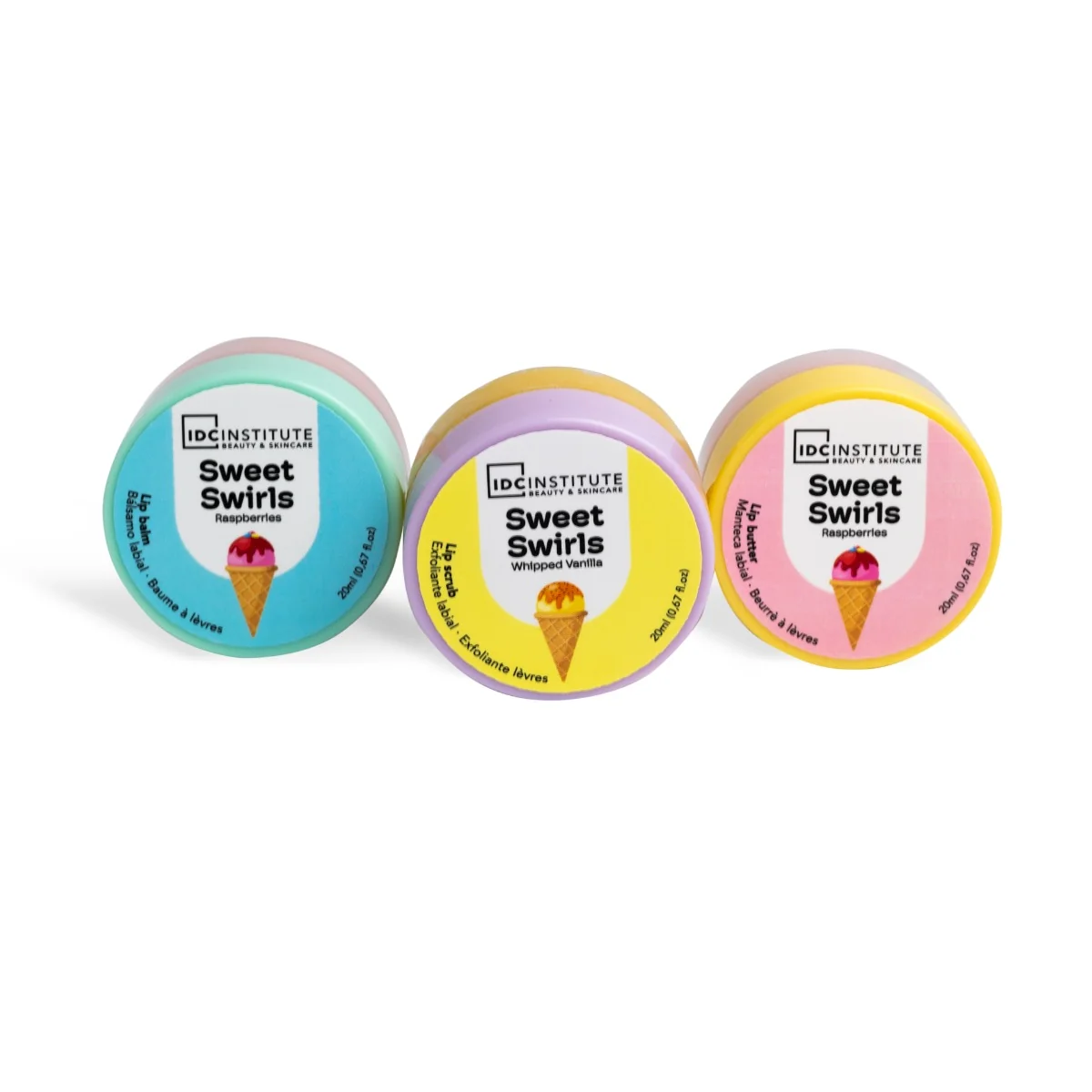 Set de ingrijire a buzelor Sweet Swirls Candy, IDC Institute 