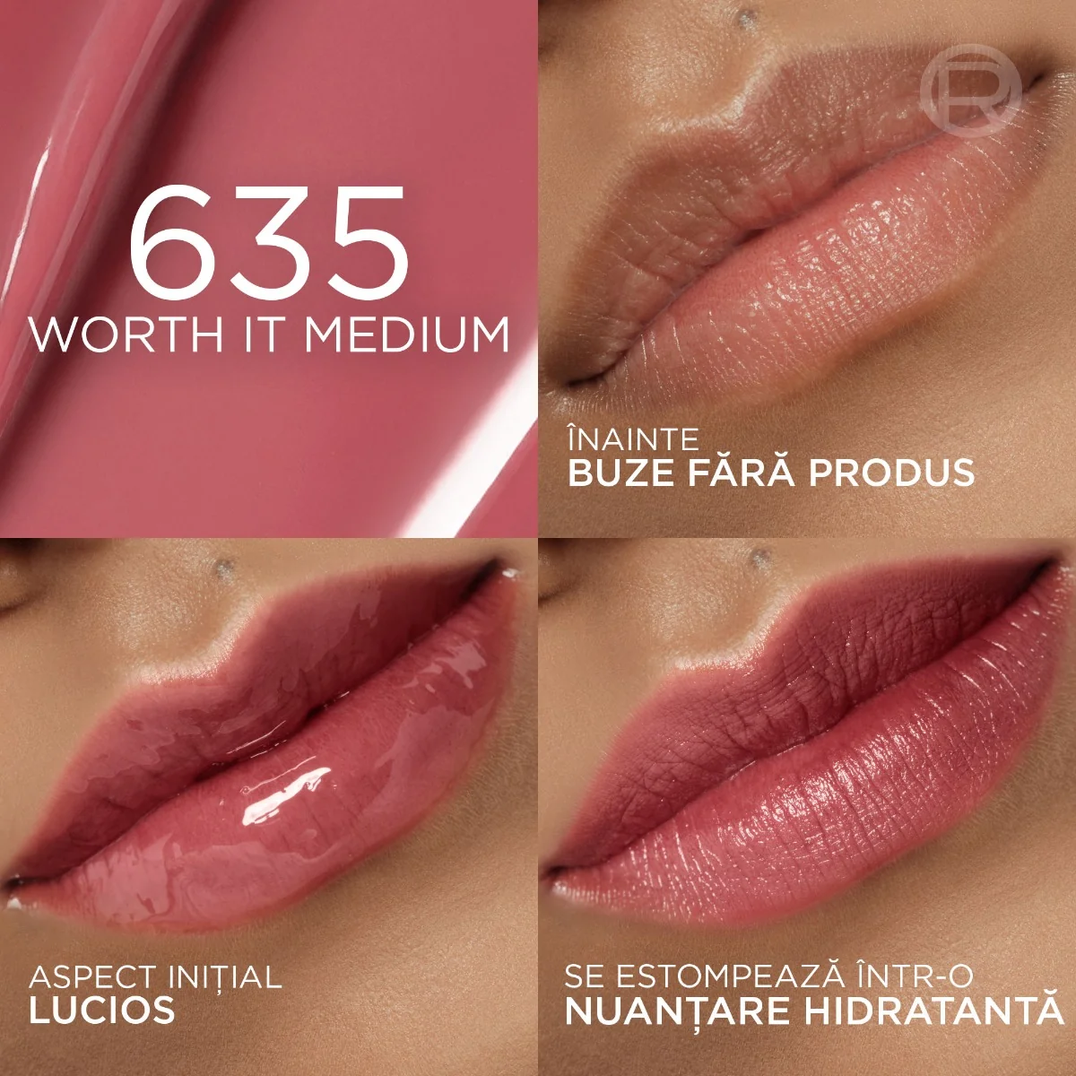 Luciu de buze hidratant Hyaluron Tint Lip Stain Serum Nr. 635 Worth it Medium, 5ml, L'oreal Paris