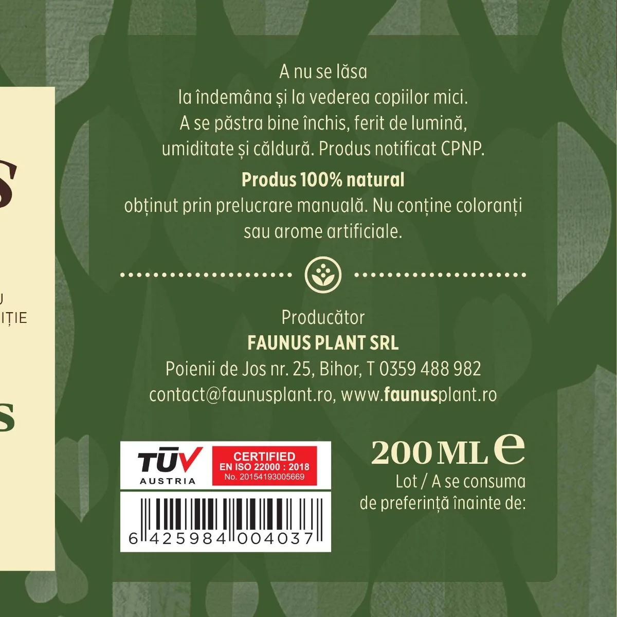 Lotiune pentru caderea parului Capilarus, 200ml, Faunus Plant