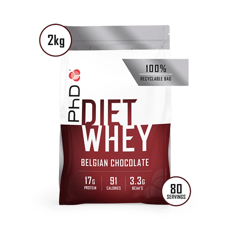 Pudra proteica cu aroma de ciocolata belgiana Diet Whey, 2kg, PhD