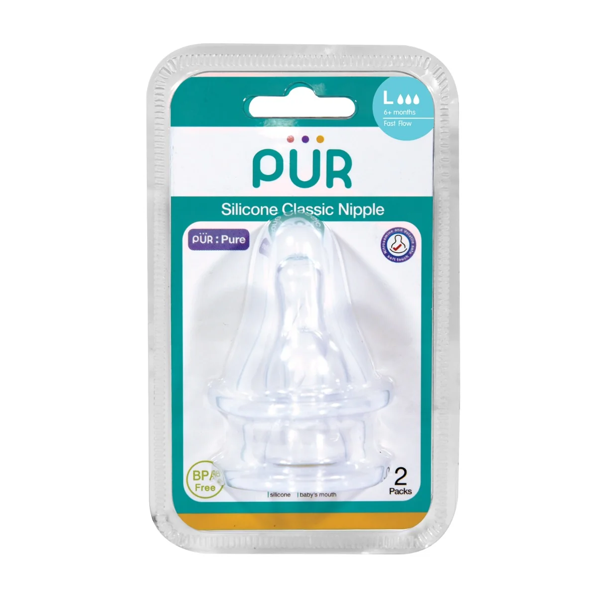 Set tetine silicon Classic marime L +6 luni, 2 bucati, PUR
