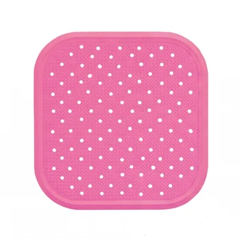 Covoras antiderapant din cauciuc natural pentru cada cu ventuze Roz, 56x56 cm, Sanger