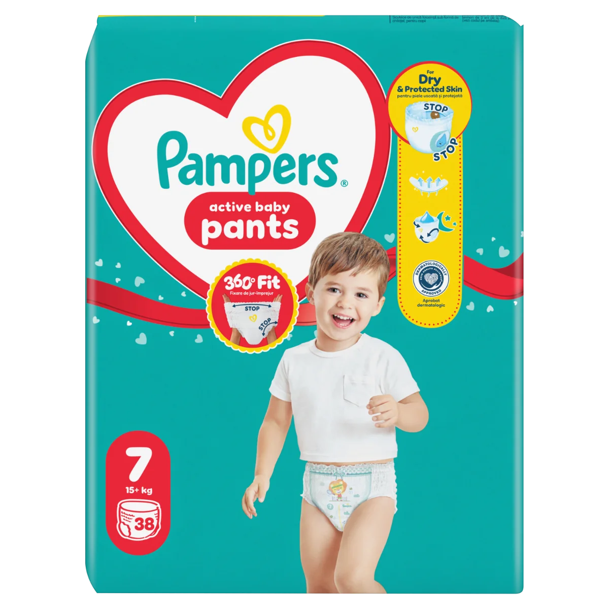 Scutece-chilotel Active Baby Marimea 7 pentru 15+ kg, 38 bucati, Pampers