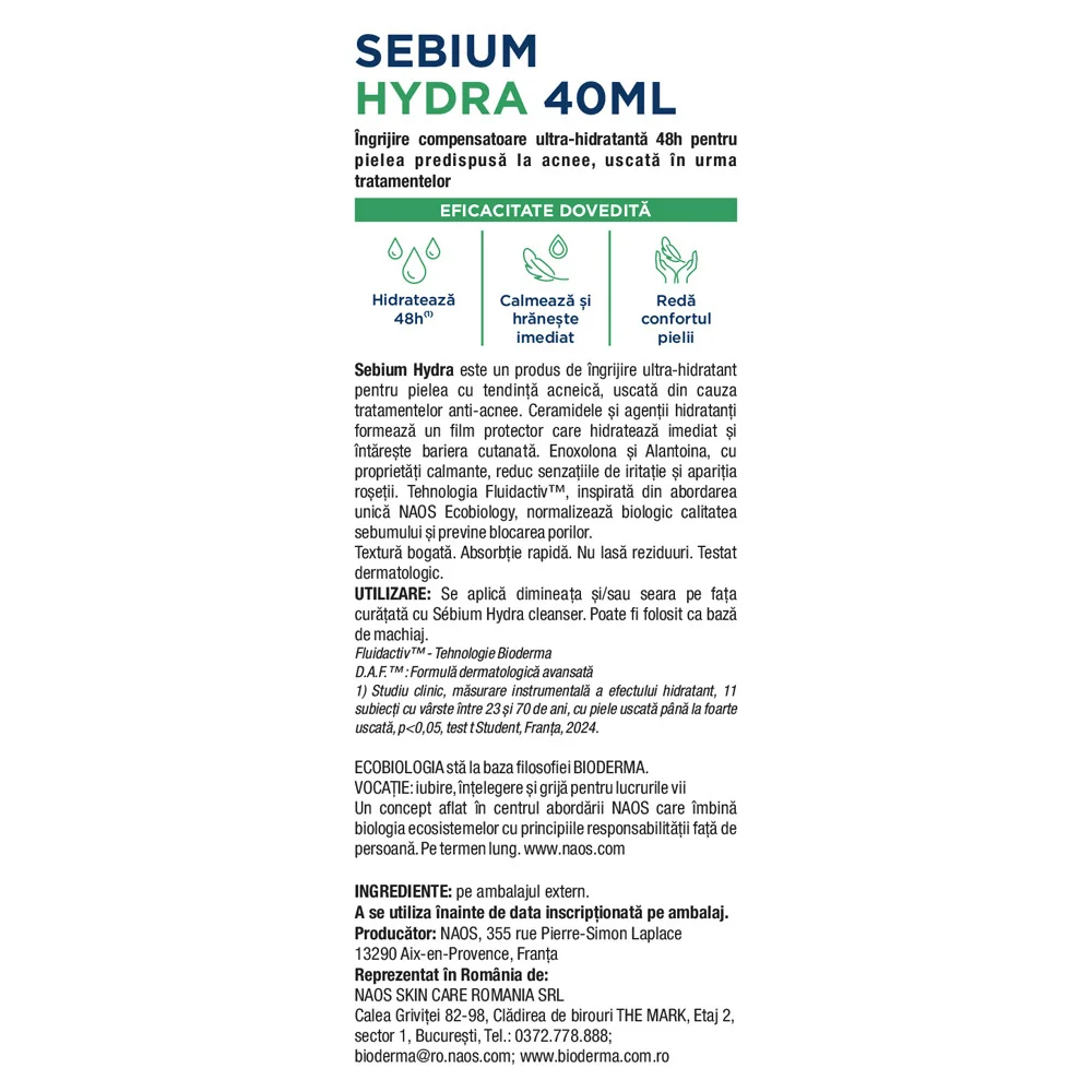 Gel Sebium Hydra, 40ml, Bioderma