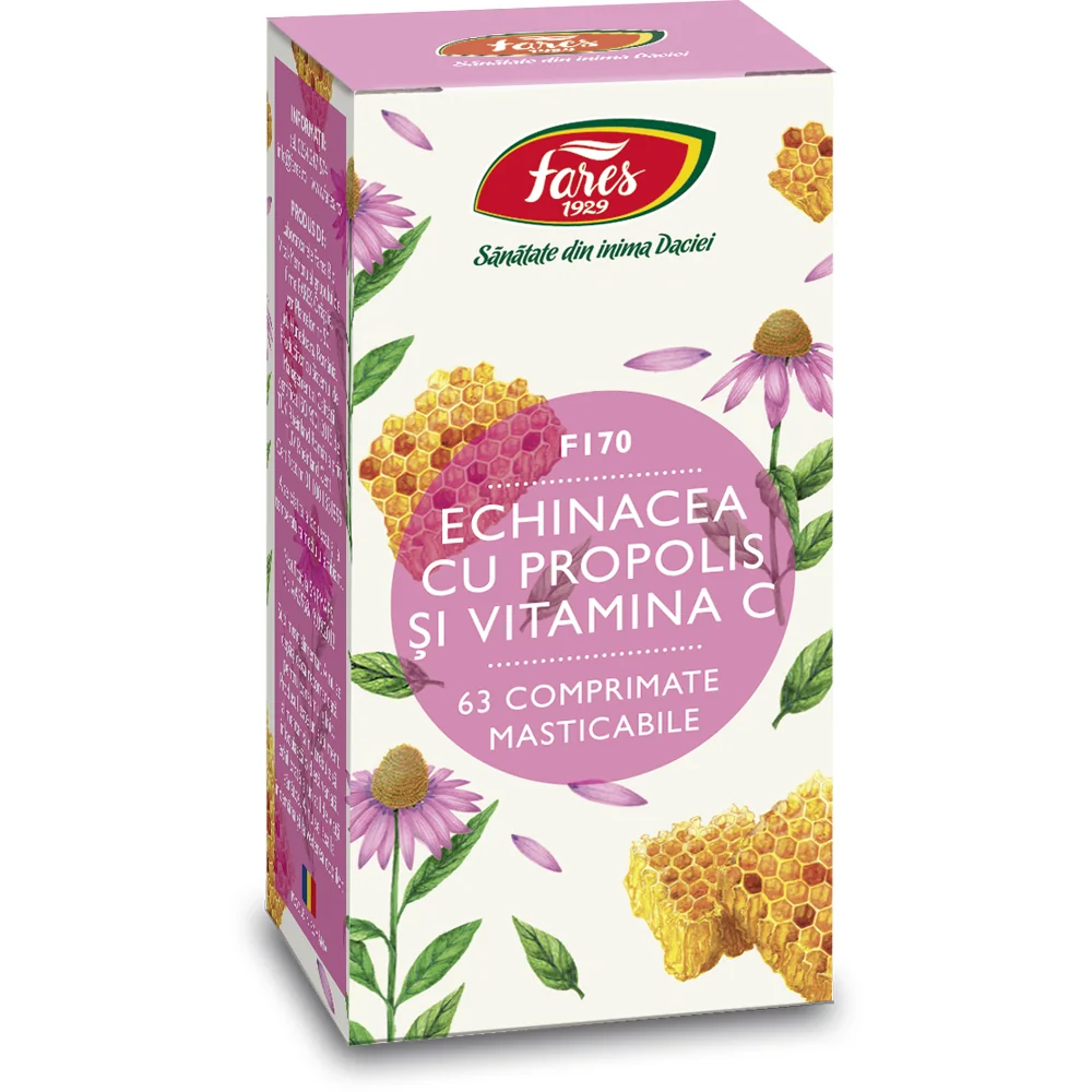 Echinacea cu propolis si vitamina C F170, 60 comprimate, Fares