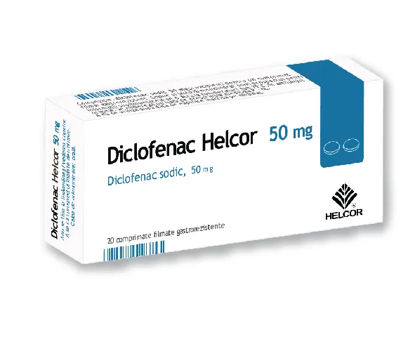 Diclofenac 50mg, 20 comprimate gastrorezistente, AC Helcor 
