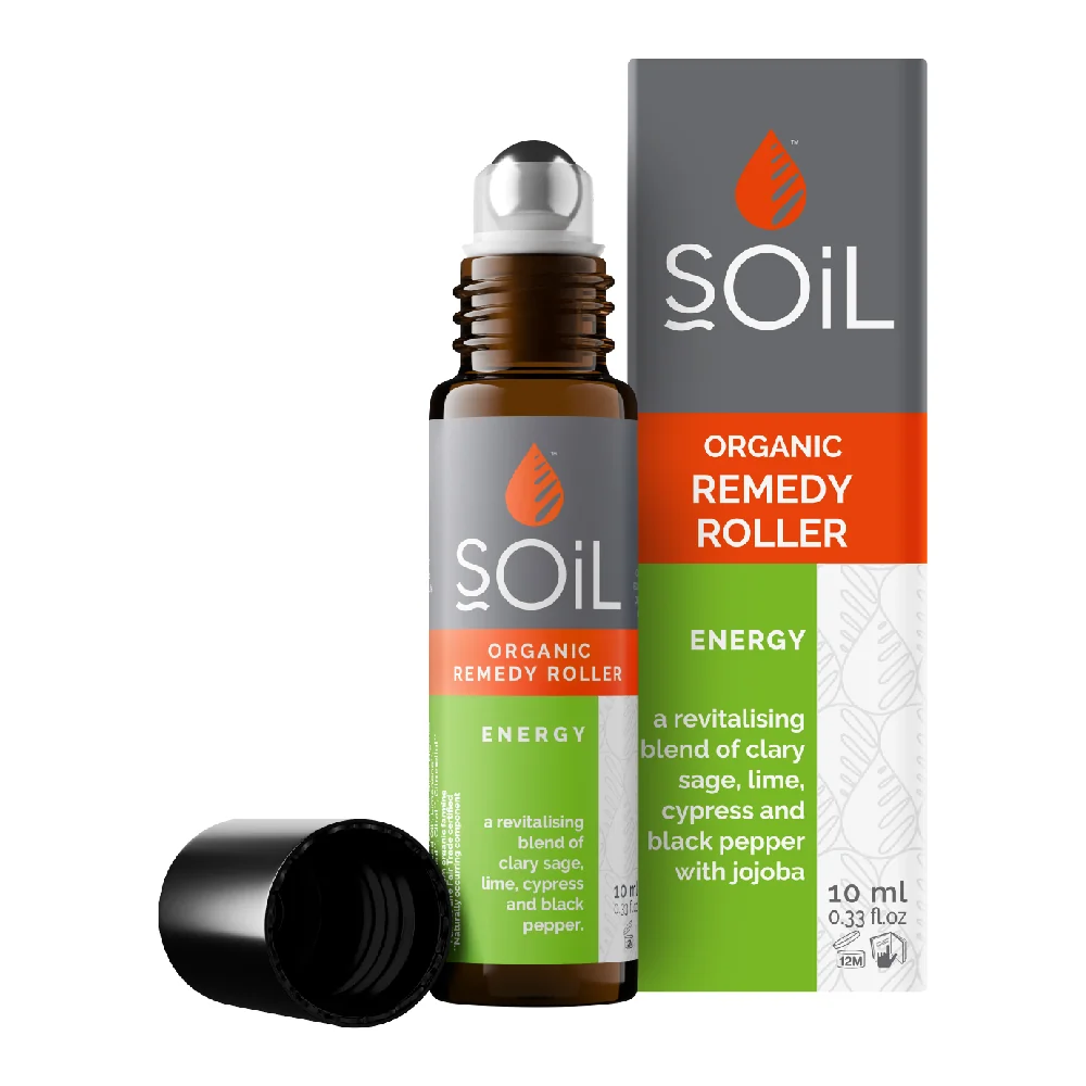 Roll-on cu uleiuri esetiale pure organice Ecocert energizant Energy, 10ml, Soil
