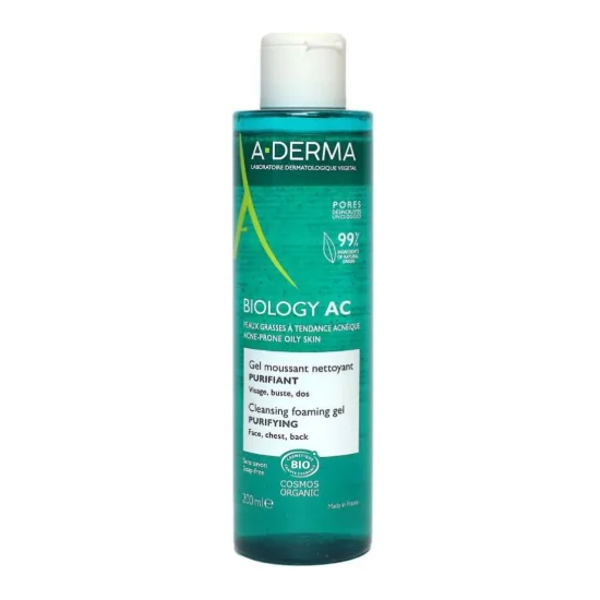 Gel de curatare spumant si purificator Biology AC, 200ml, A-Derma