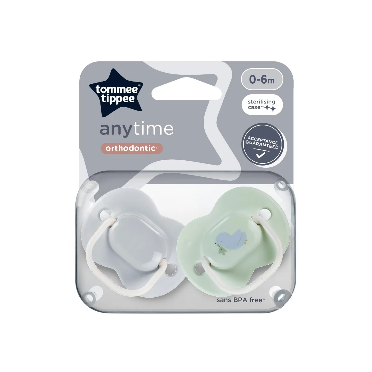 Suzeta Anytime pentru 0-6 luni model ratusca, 2 bucati, Tommee Tippee