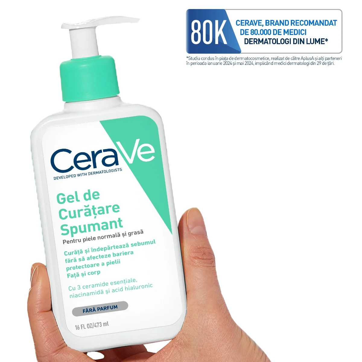 Gel de curatare spumant piele normala-grasa, 473ml, CeraVe