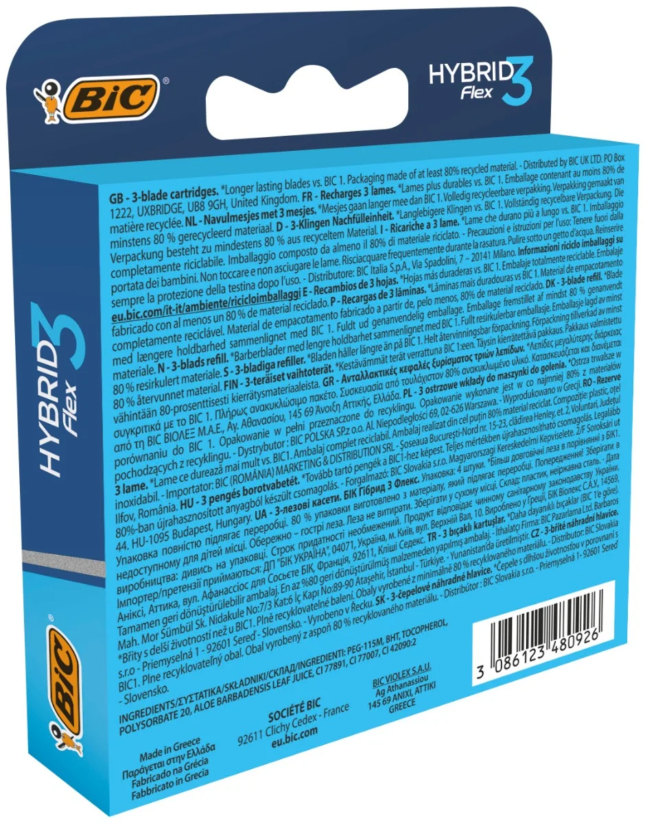 Pachet Rezerve aparat de ras Hybrid Flex 3, 4 bucati, BIC