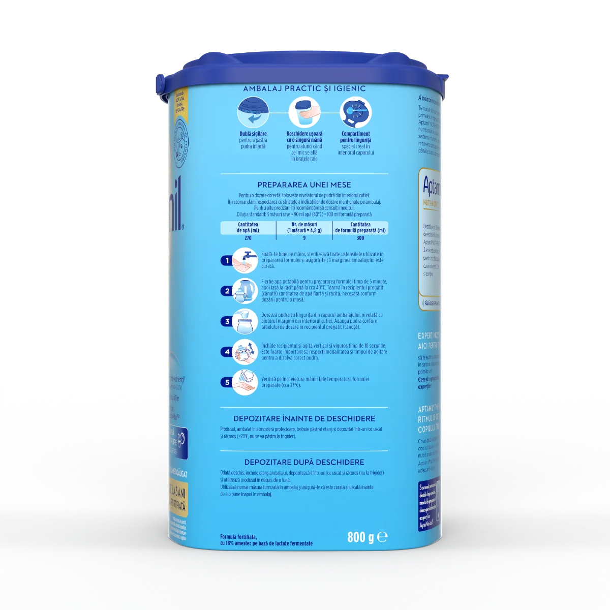 Formula de lapte fortifiata pentru copii de la 3 ani NUTRI-BIOTIK 3+, 800g, Aptamil