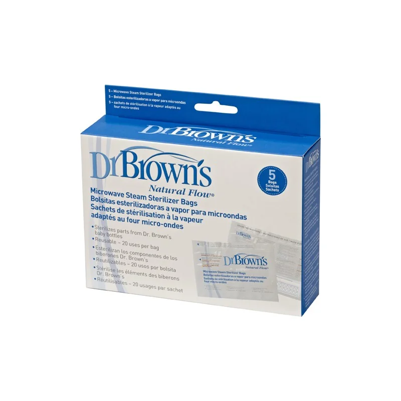 Pungi pentru sterilizat in cuptorul cu microunde, 5 bucati x 180ml, Dr. Brown's 