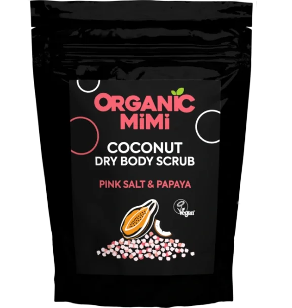 Scrub de corp cu sare roz si papaya & cocos, 150g, Organic Mimi