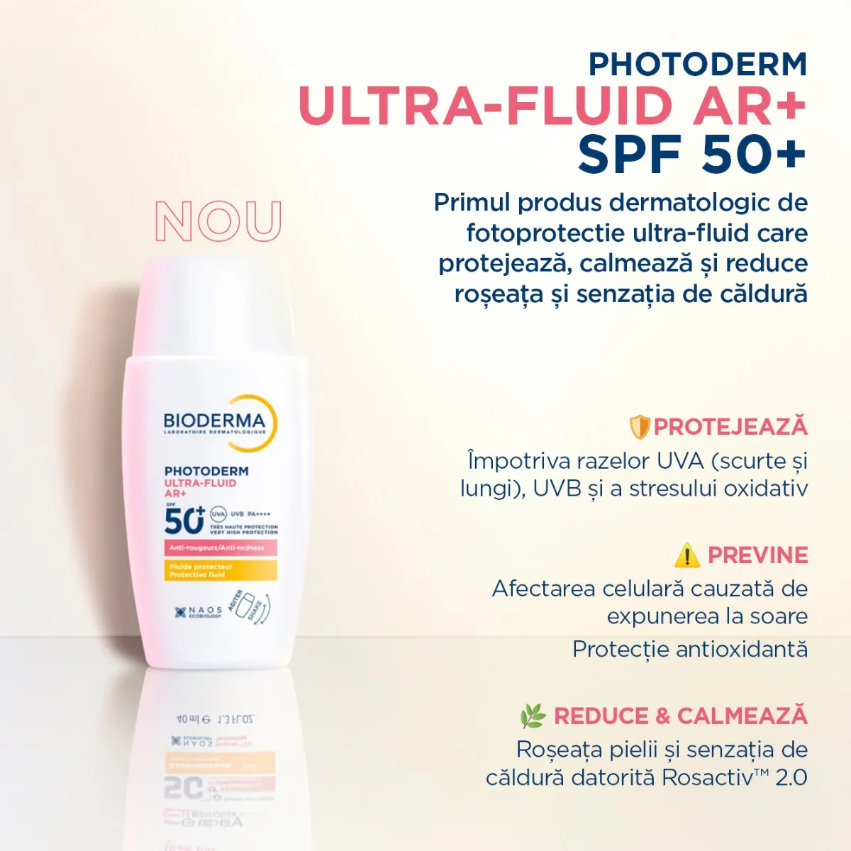 Fluid cu protectie solara SPF50+ Photoderm Ultra AR+, 40ml, Bioderma
